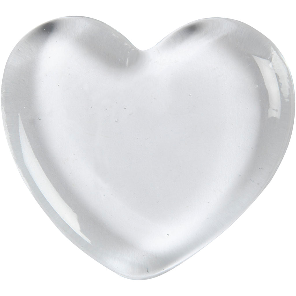 Heart, size 6,5x6,5 cm, thickness 10 mm, transparent