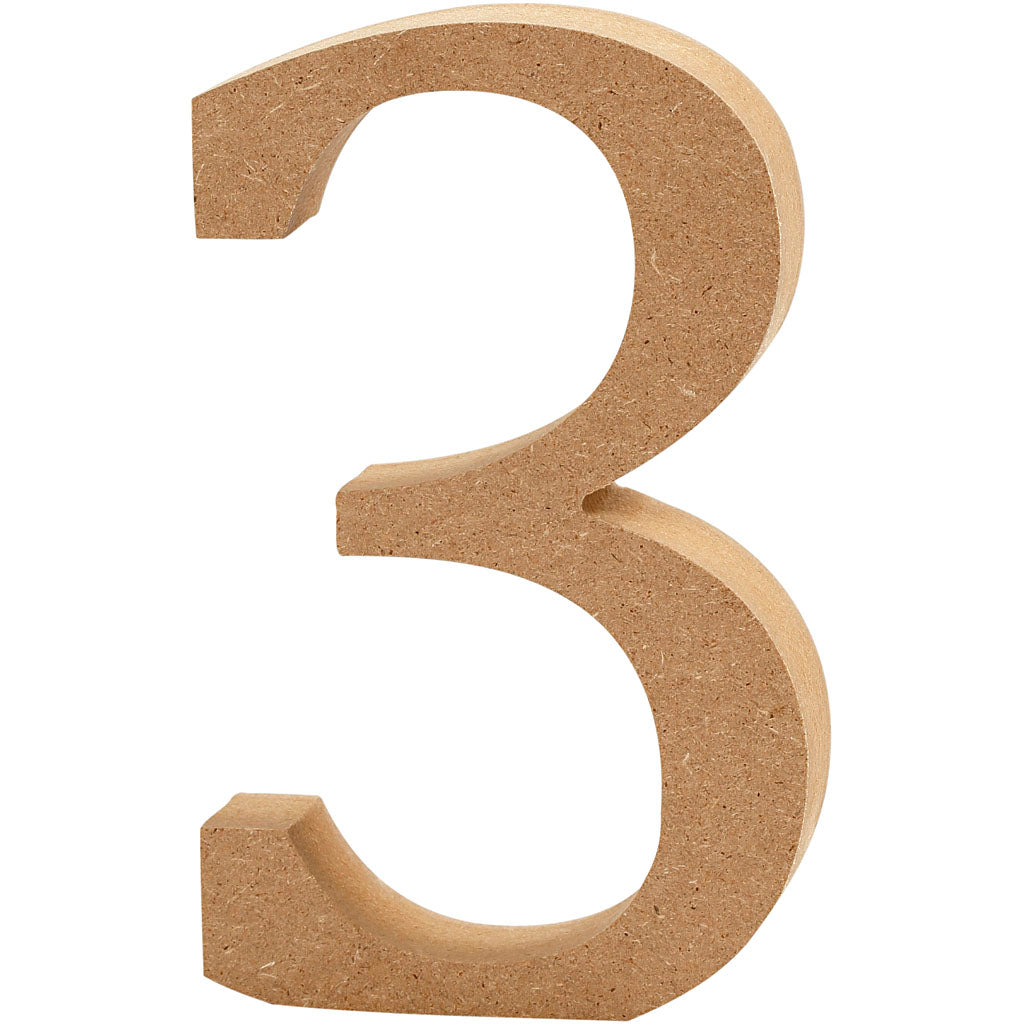 Number, 3, H: 13 cm, thickness 2 cm