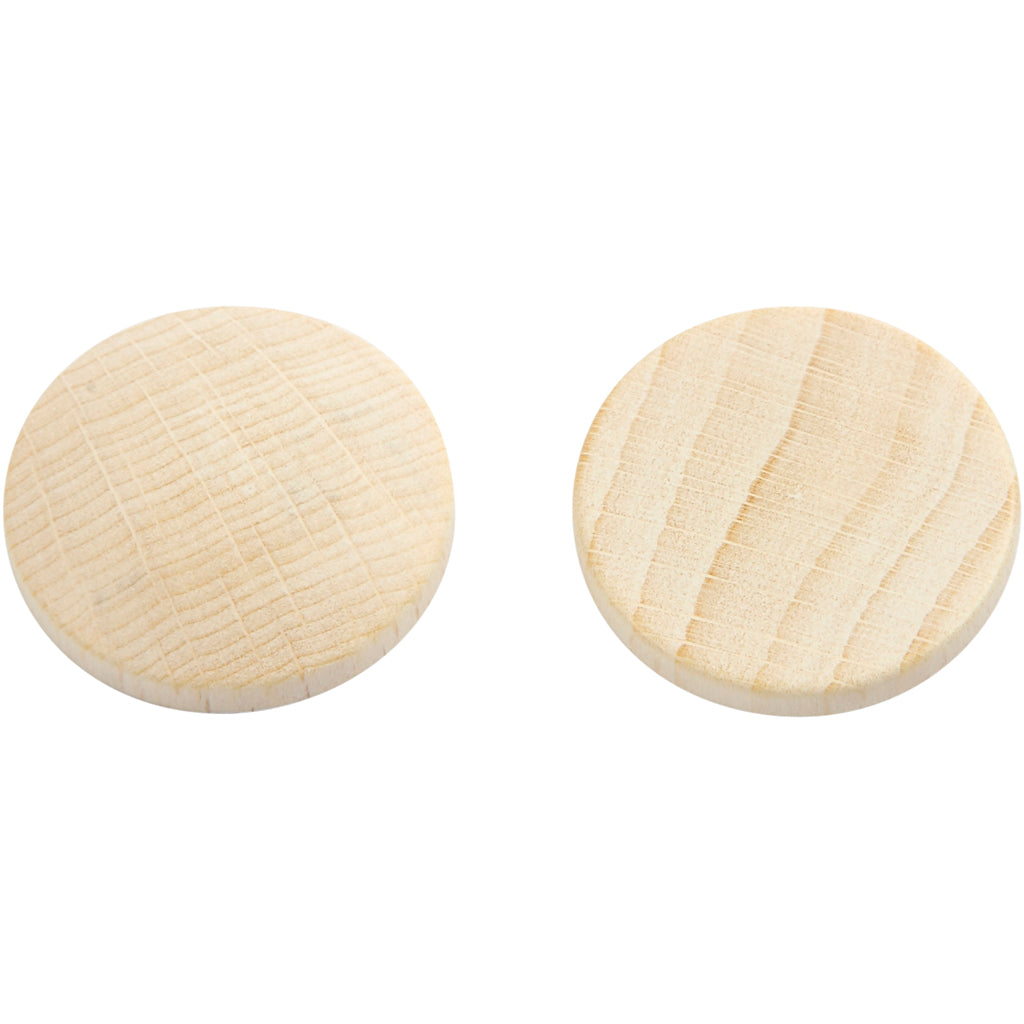 Wooden buttons, dia. 25 mm, thickness 5 mm, 15 pc