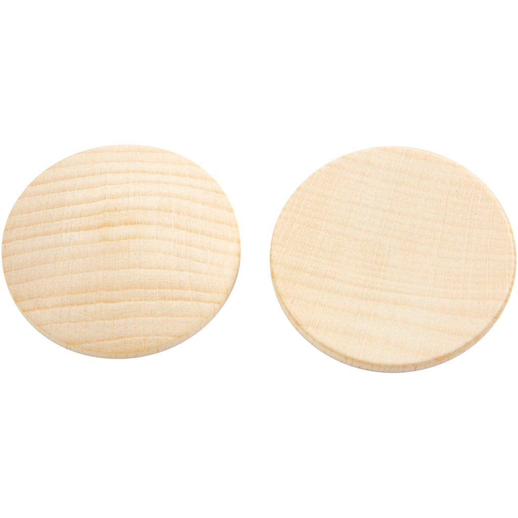 Wooden buttons, dia. 40 mm, thickness 6 mm, 10 pc