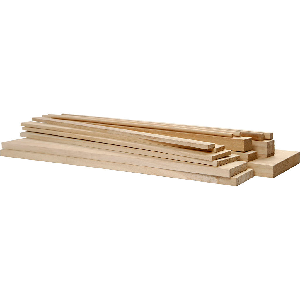 Wooden Parts , L: 37 cm, W: 1,5-10,5 cm, 194 pc