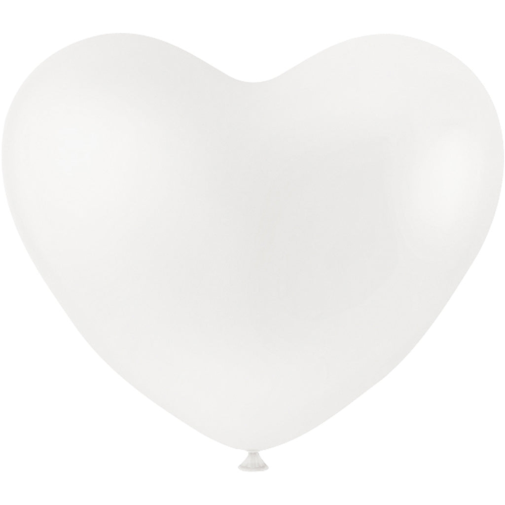 Balloons, hearts, white, 8 pc