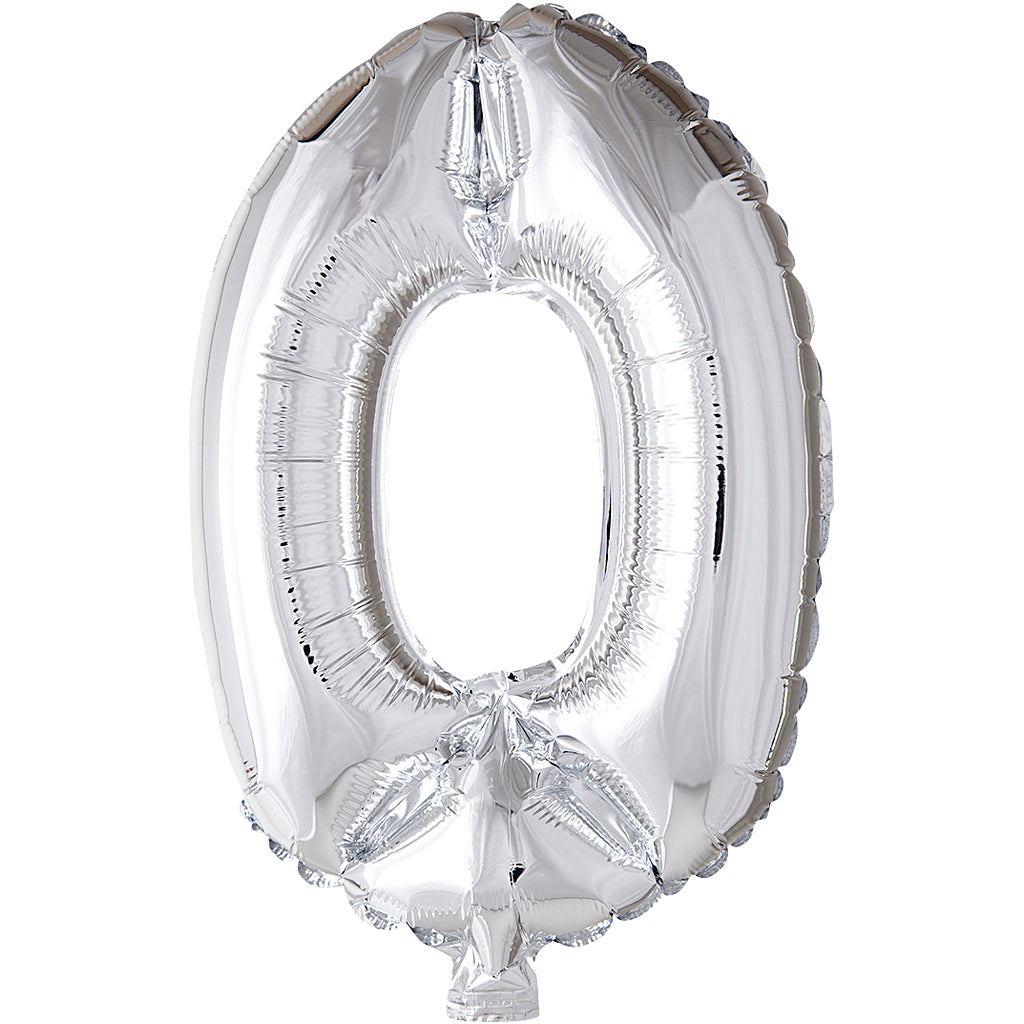 Foil Balloon, 0, H: 41 cm, silver