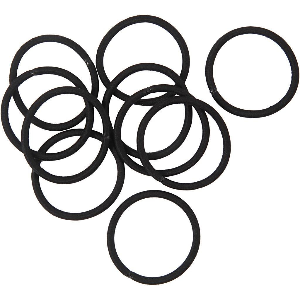 Hair elastics, dia. 45 mm, black, 10 pc