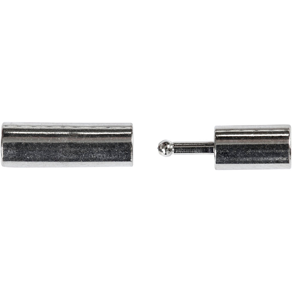 Magnetic Clasp, size 3x14 mm, hole size 2 mm, silver-plated, 40 pc