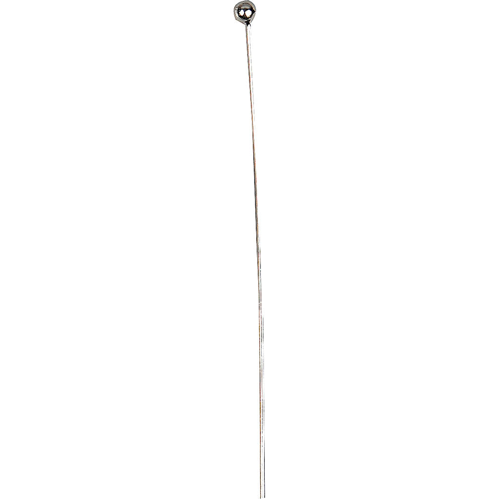 Ball Head Pins, L: 60 mm, silver-plated, 20 pc