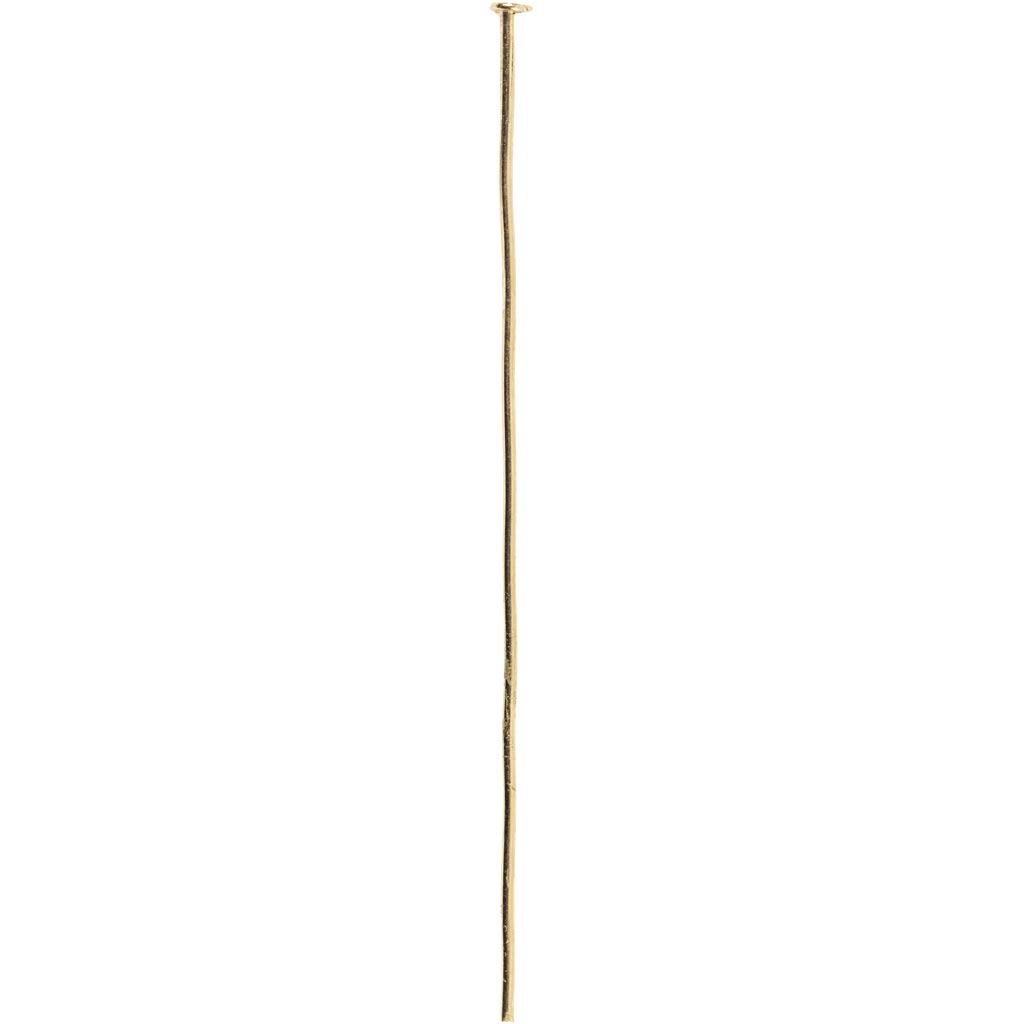 Head Pins, L: 50 mm, gold, 30 pc