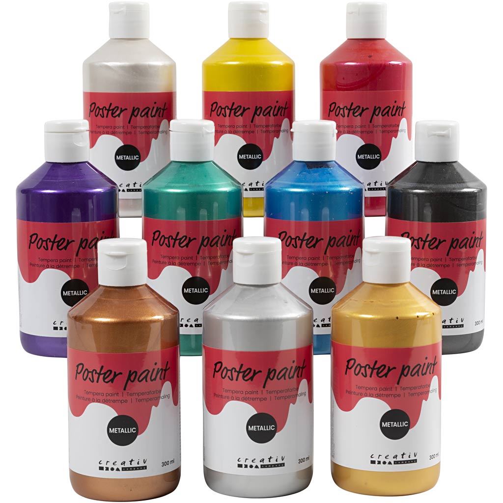 Poster paint Metallic, assorted colours, 10x300 ml