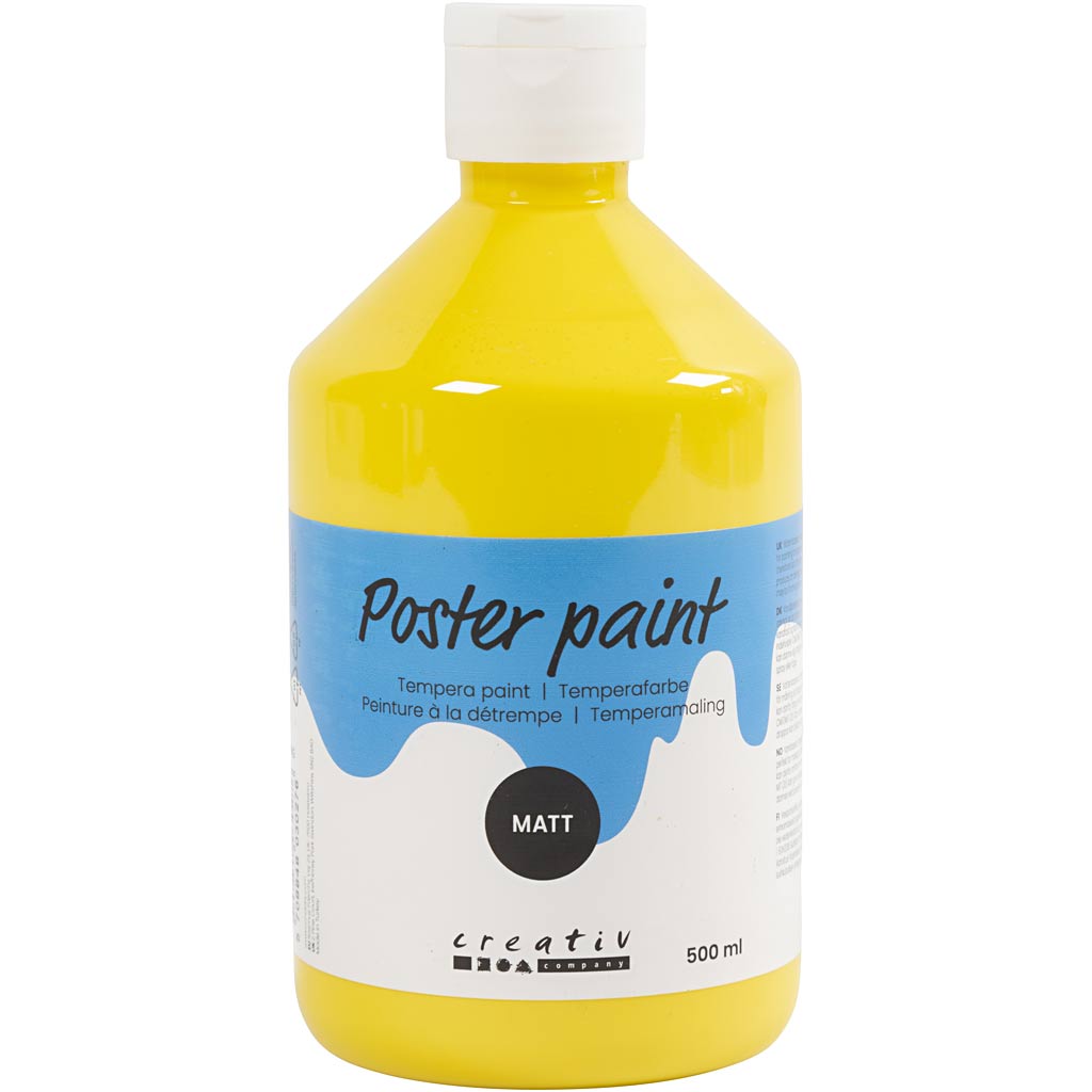 Poster paint Matte, primary yellow, 500 ml/ 1 bottle