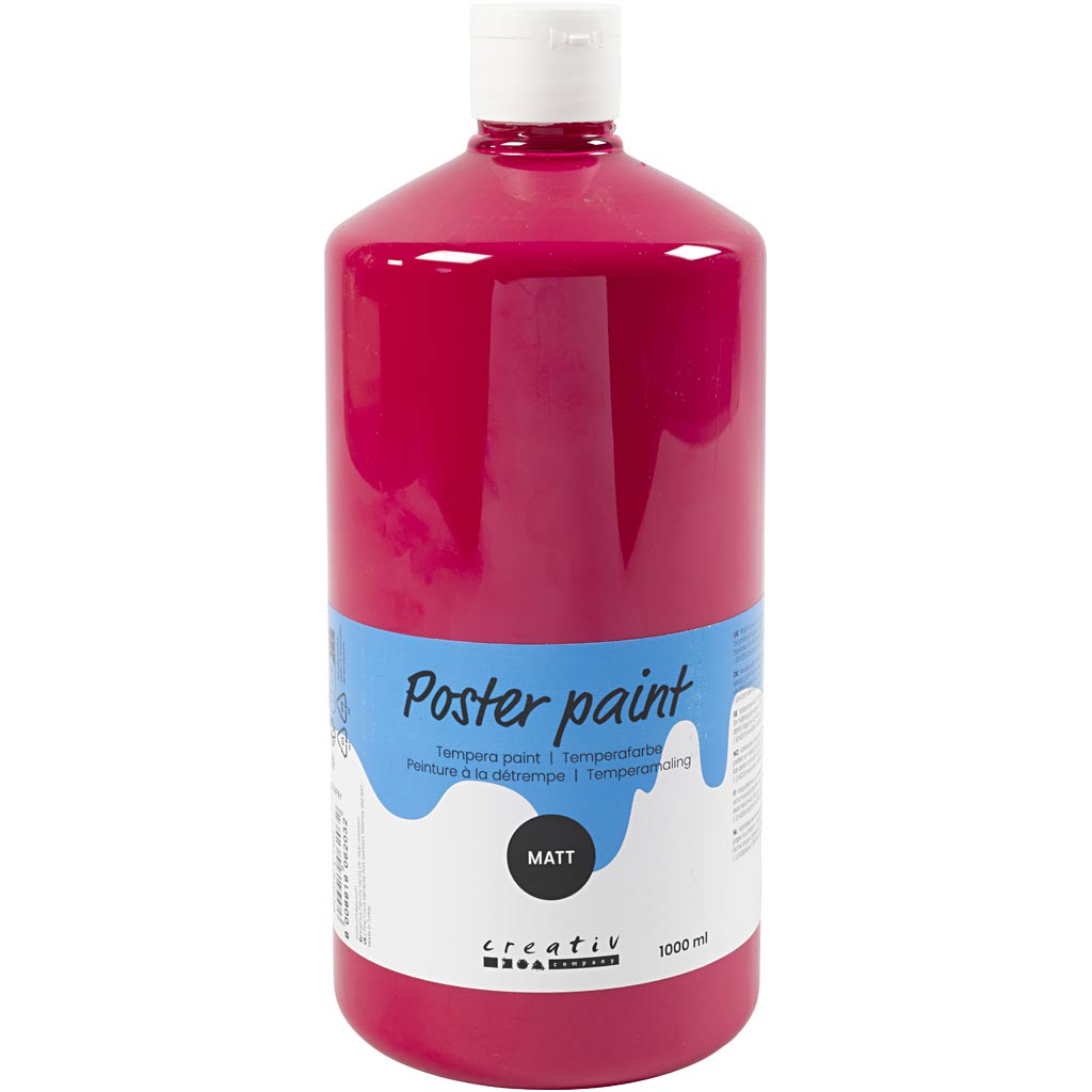 Poster paint Matte, primary red, 1000 ml/ 1 bottle
