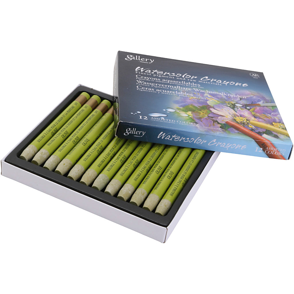 Watercolor Crayons, olive, 12 pc
