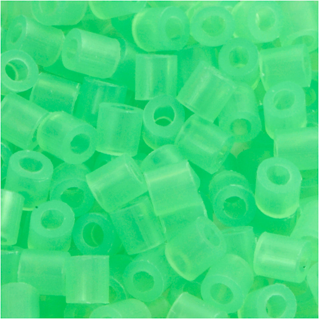 Fuse Beads, size 5x5 mm, hole size 2,5 mm, medium, neon green (32237), 1100 pc