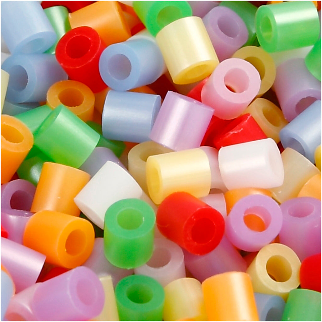 Fuse Beads, size 5x5 mm, hole size 2,5 mm, medium, mother of pearl colours, 1100 asstd.