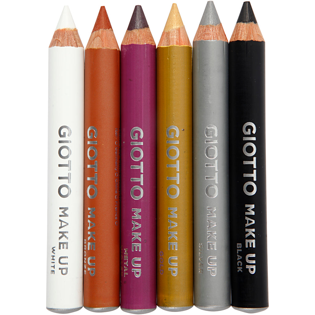 Make Up Pencils, L: 9 cm, additional colours, 6 pc