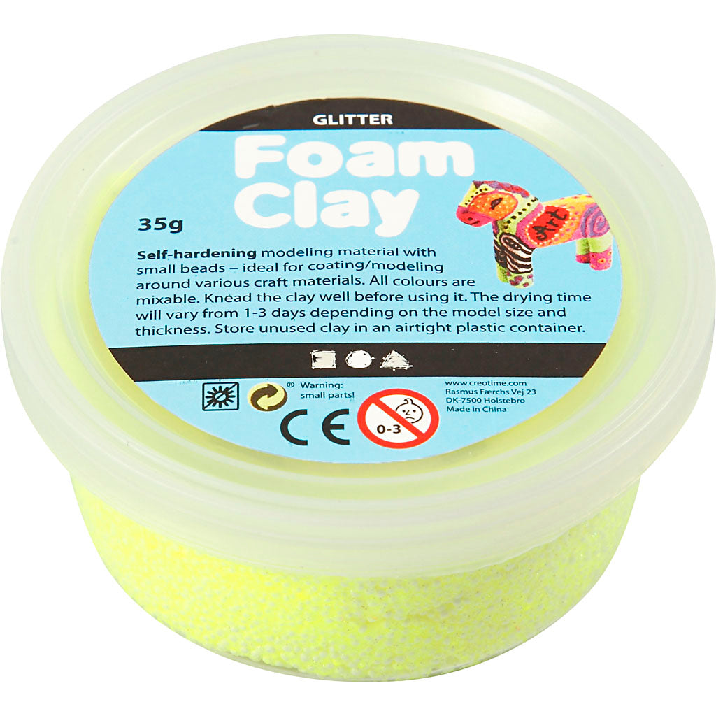 Foam Clay®, glitter, yellow, 35 g/ 1 tub