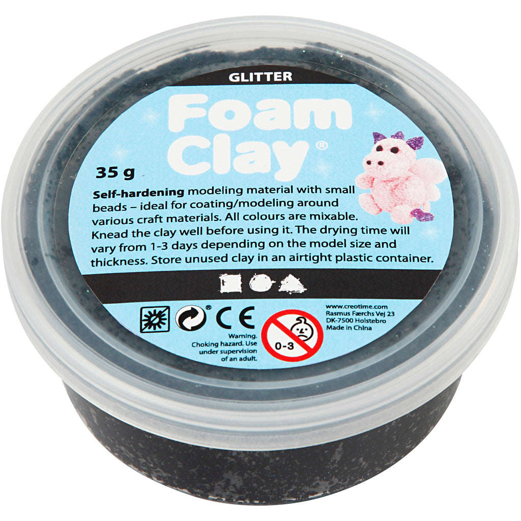 Foam Clay®, black glitter, 35 g/ 1 tub