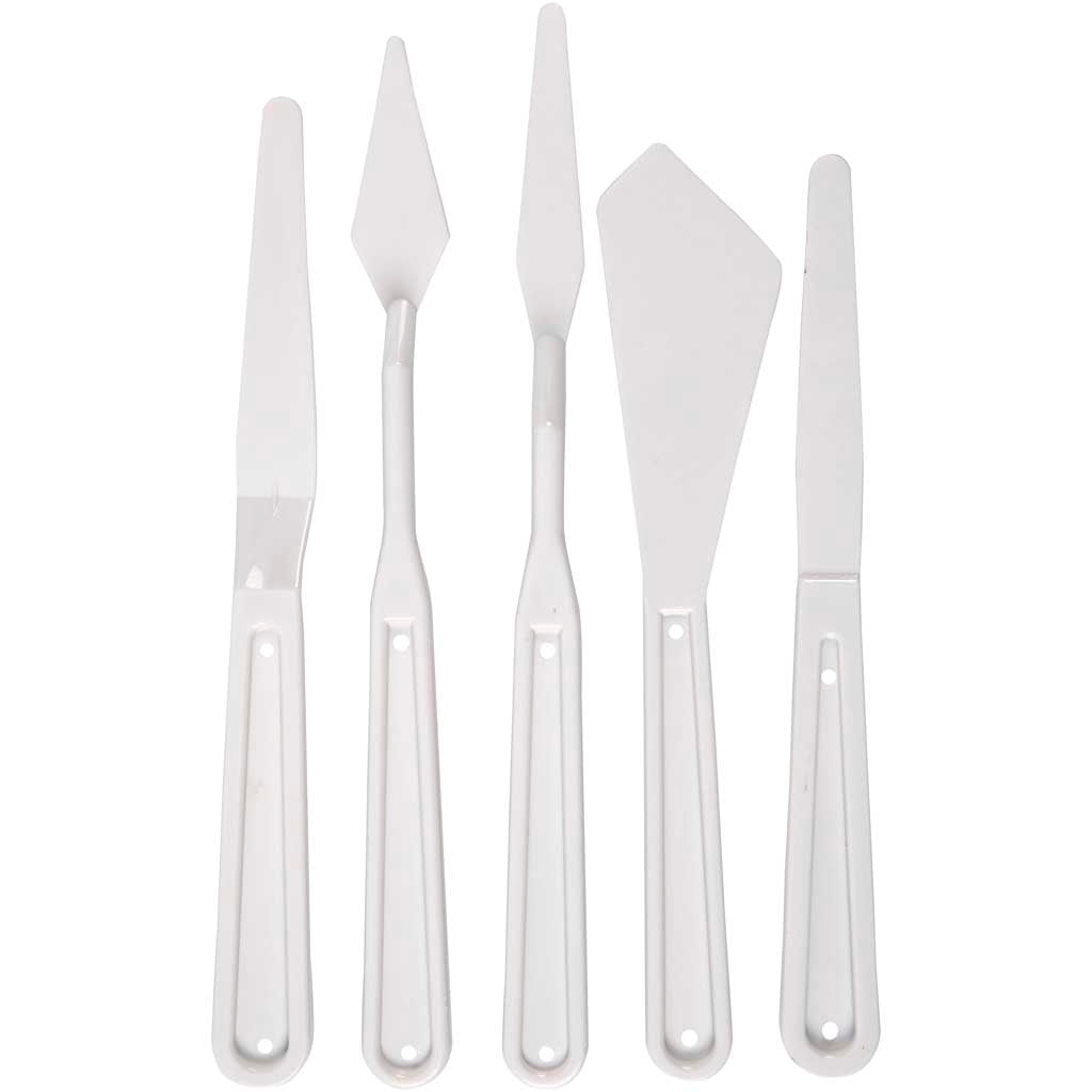 Palette Knives, L: 17-20 cm, W: 13-33 mm, white, 5 pc