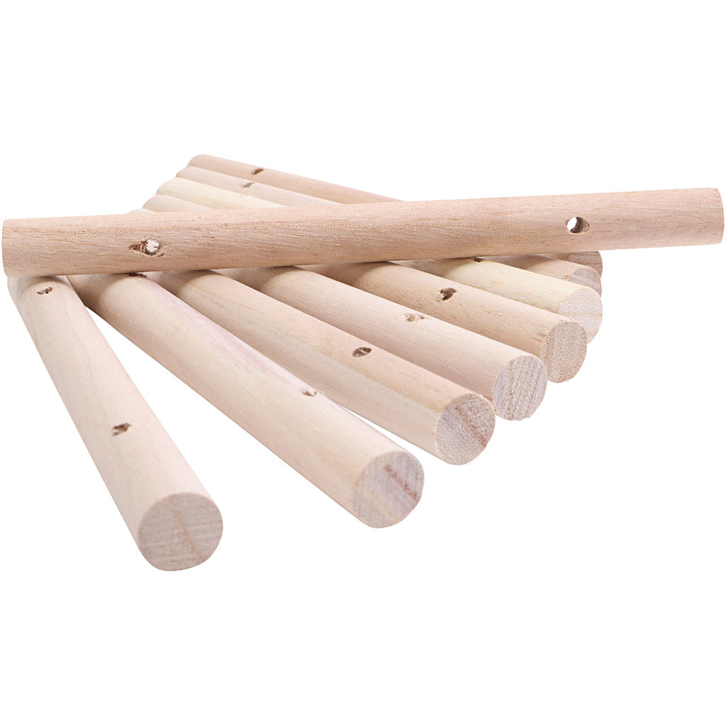 Wooden rods for trivet, dia. 14-15 mm, size 18 cm, hole size 4 mm, 108 pc
