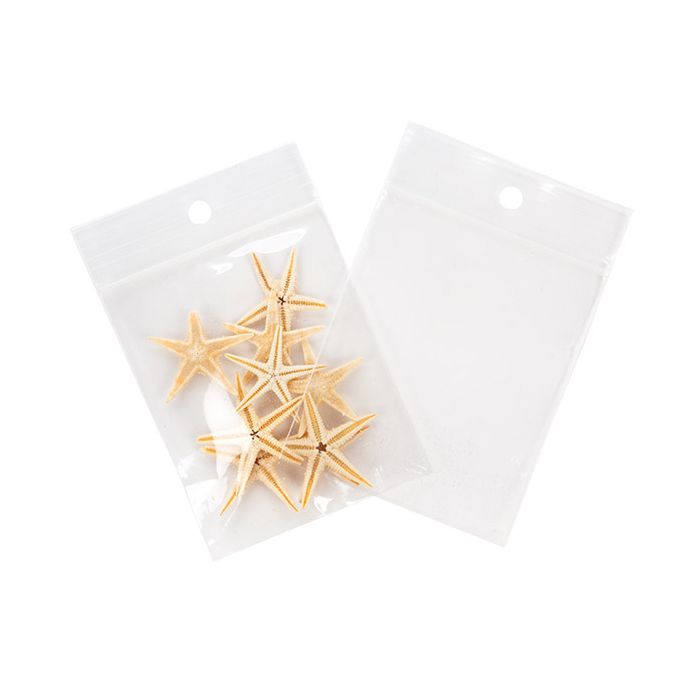 Grip Seal Bags with Hang hole 6.5x7.5cm Crystal Clear PP 75 micron