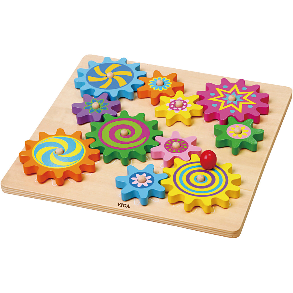 VIGA wooden gears activity toy, size 30x30 cm
