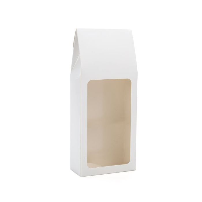 Kraft Gift Boxes with Window glossy White 9x4.5x21.5cm