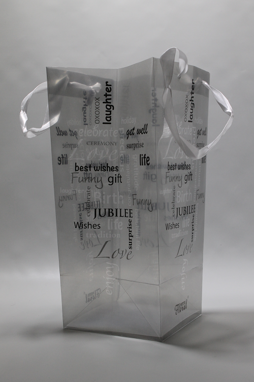 Luxury Gift Bag 12.5x30cm Transparent with Grey Print