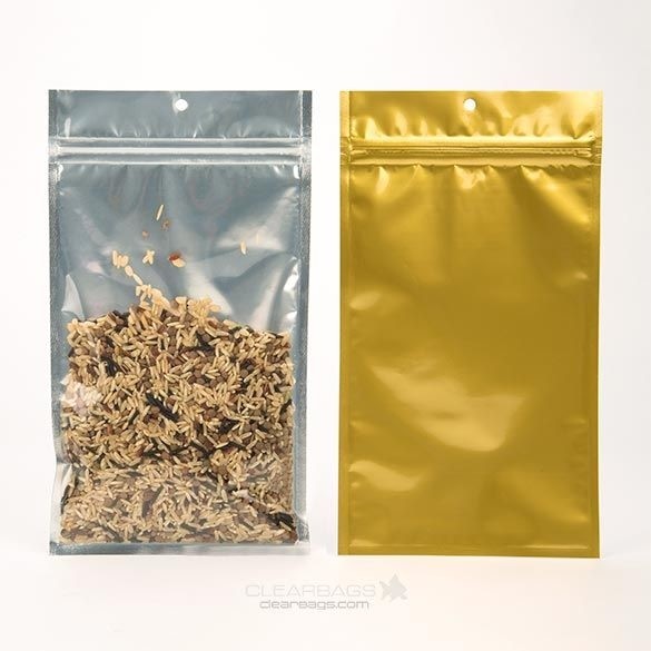 Grip Seal Bags Transparent/Gold 12.7x20.8cm