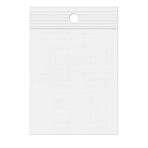 Grip Seal Bags with Hang hole 12.5x18cm Crystal Clear PP 50 micron
