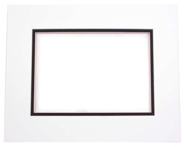 Mount Board Double thick White/Black 20.3x25.4cm with 11.8x16.8cm Window