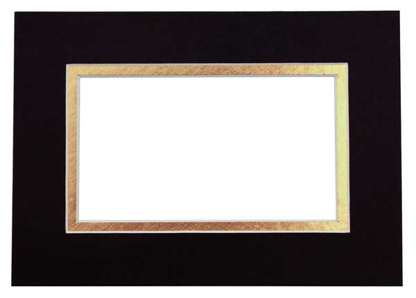 Mount Board Double thick Black/Gold 12.7x17.8cm with 9.2x14.3cm Window