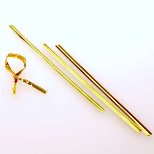 Tin Ties 10.2x0.4cm Gold Metallic Plastic (1.000 pieces)
