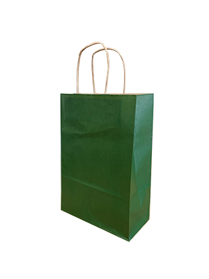 Paper Carrier Bags dark Green 22+10x31cm Kraft 90 grams