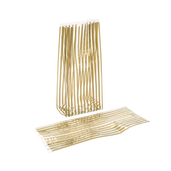 Printed Bags Stripes Gold 12.5x8x29 cm with side gusset