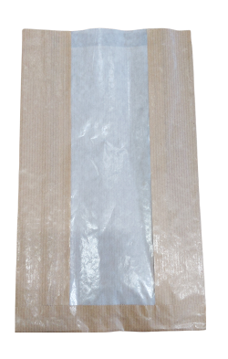 Paper bags with side gussets and glassine window 20+7x34.5 cm