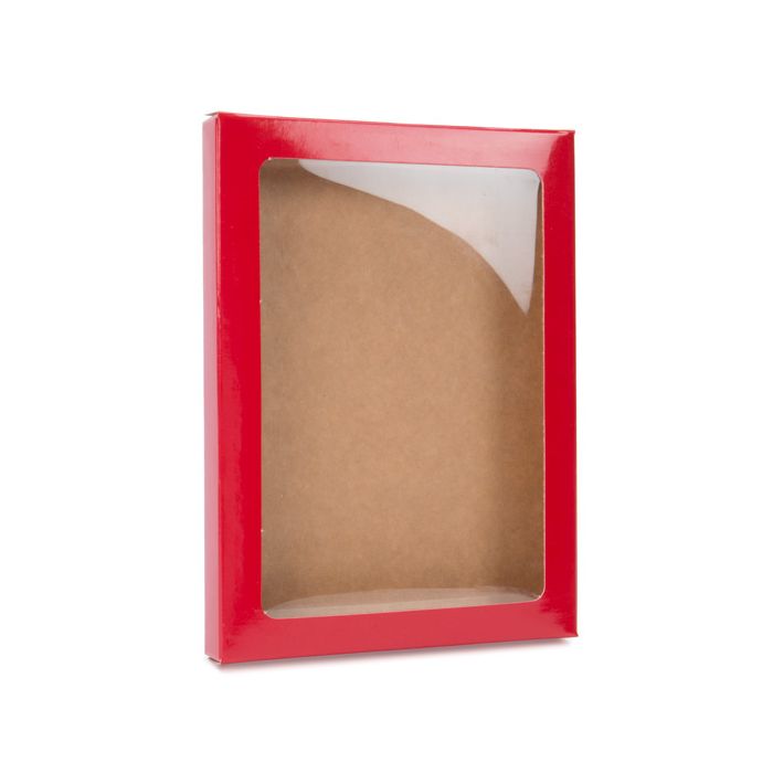 Kraft Gift Boxes with Window Red 12.5x1.5x16.8cm