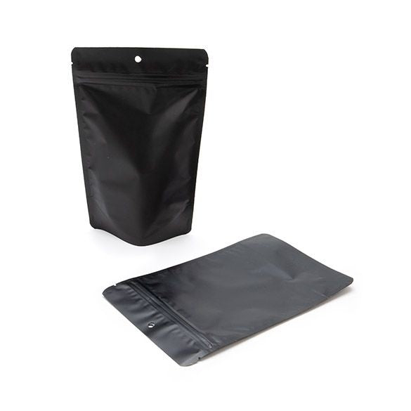 Stand Up Pouches Matt Black 13x7x20.5cm | 113 grams with hang hole