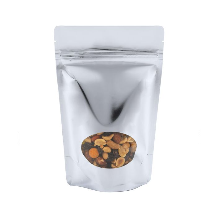 Stand Up Pouches Silver with oval Window 13x7x20.5cm | 113 grams