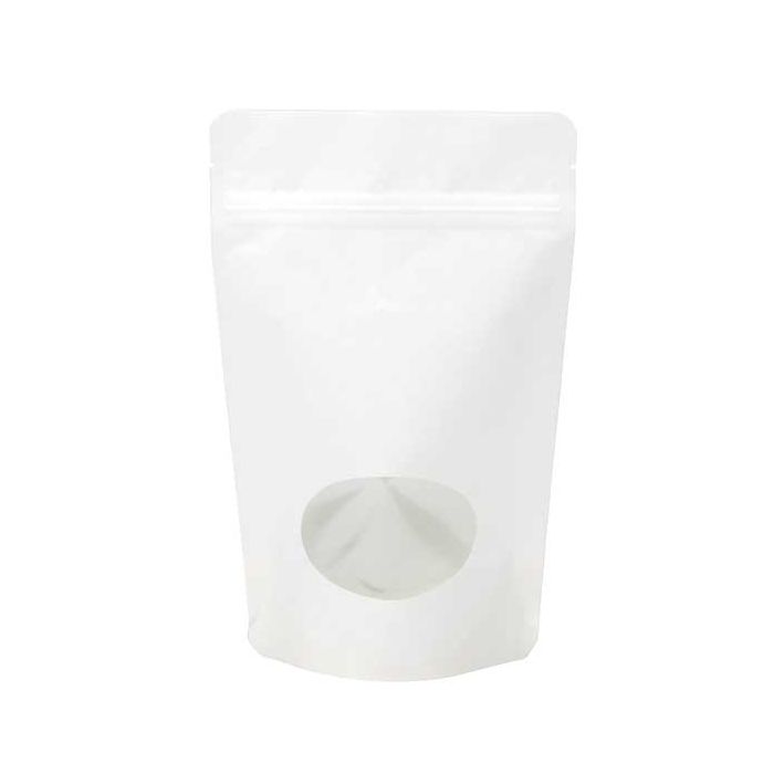 Stand Up Pouches Pearl White with oval Window 17.1x8.9x28.6cm
