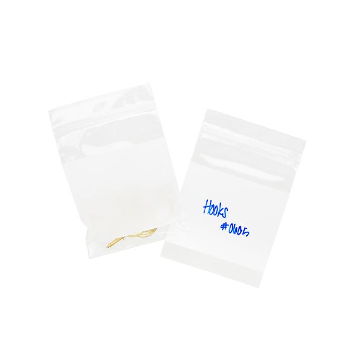 Grip Seal Bags with Write-on-Panel 7.5x10cm Crystal Clear PP 50 micron