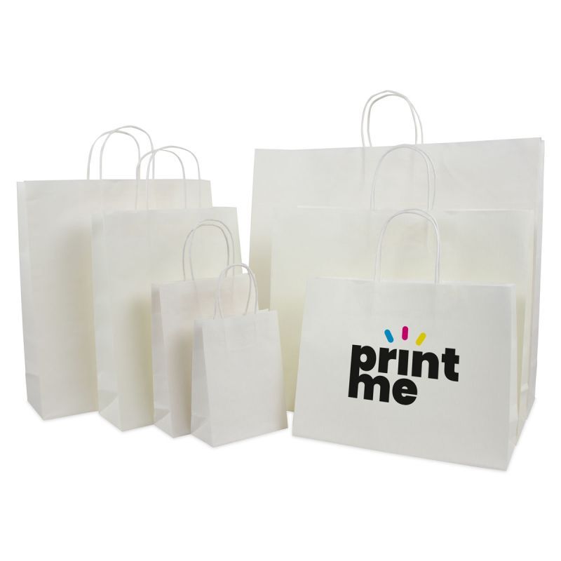 Paper Carrier Bags White 14+7x19cm Twisted Handles + Cardboard Base (250 pcs) [FP-001019]