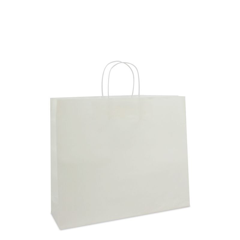Paper Carrier Bags White 42+12x35cm Twisted Handles + Cardboard Base (100 pcs) [FP-001042]