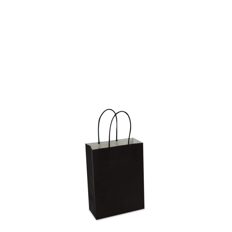 Paper Carrier Bags Black 14+7x19cm Twisted Handles + Cardboard Base (250 pcs) [FP-002019]