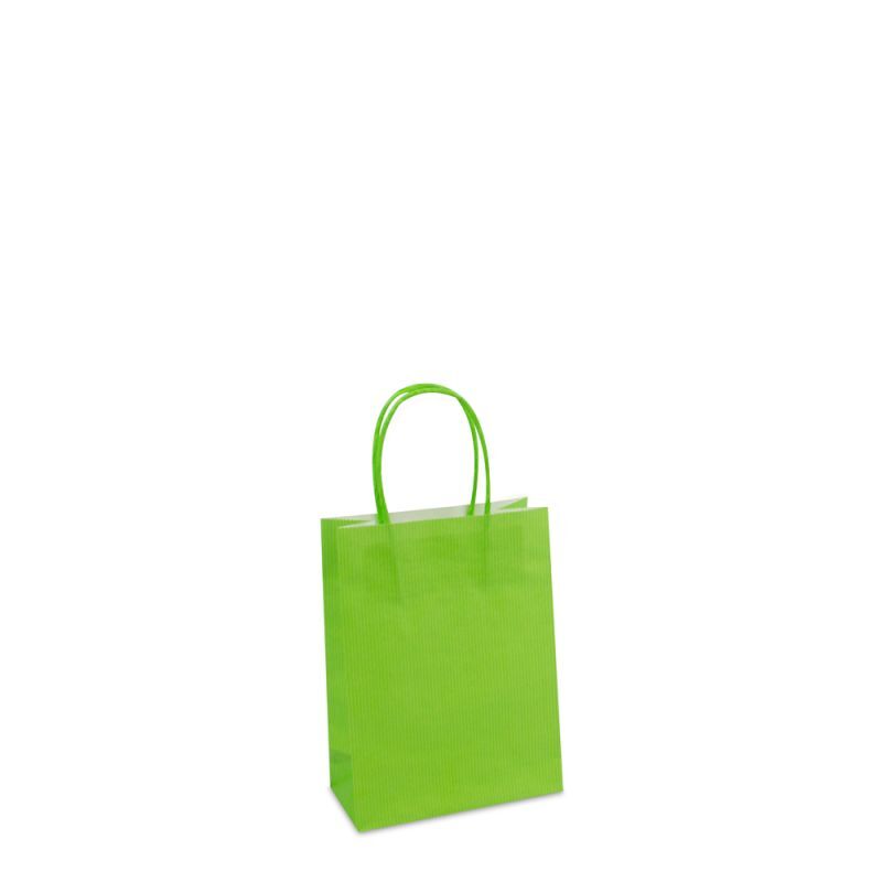 Paper Carrier Bags Green 14+7x19cm Twisted Handles + Cardboard Base (250 pcs) [FP-004019]