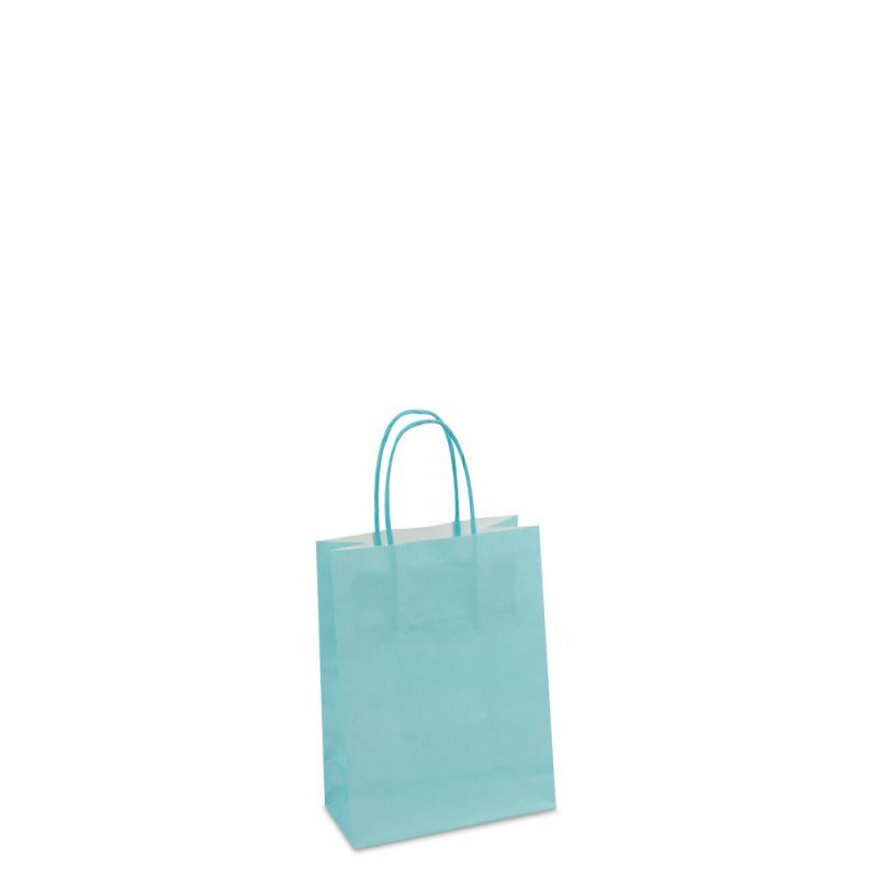 Paper Carrier Bags Blue 14+7x19cm Twisted Handles + Cardboard Base (250 pcs) [FP-005019]