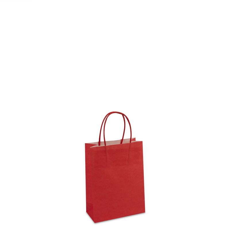 Paper Carrier Bags Red 14+7x19cm Twisted Handles + Cardboard Base (250 pcs) [FP-006019]