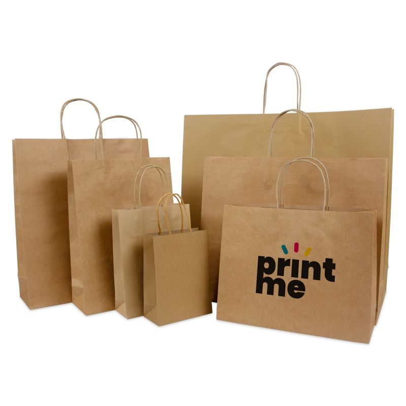 Paper Carrier Bags Brown 14+7x19cm Twisted Handles + Cardboard Base (100 pcs) [FP-008019]