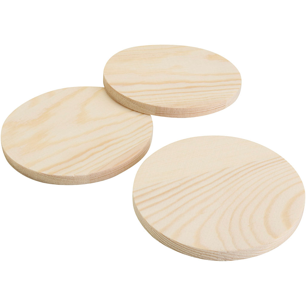 Wooden drink coasters, H: 8 mm, dia. 9 cm, 12x5 pc/ 1 pack [HOB-646202]