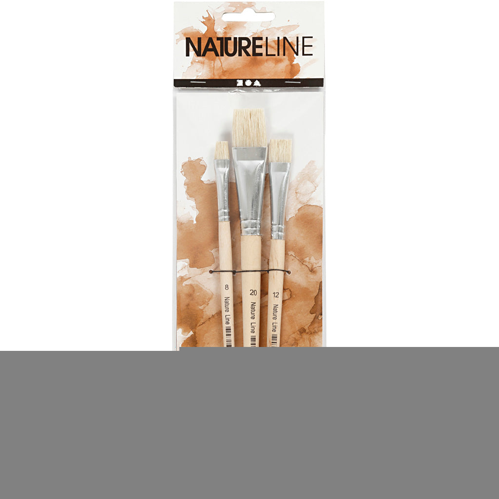 Nature Line Brushes, no. 8+12+20, L: 18,5-20,5 cm, W: 10-20 mm, flat