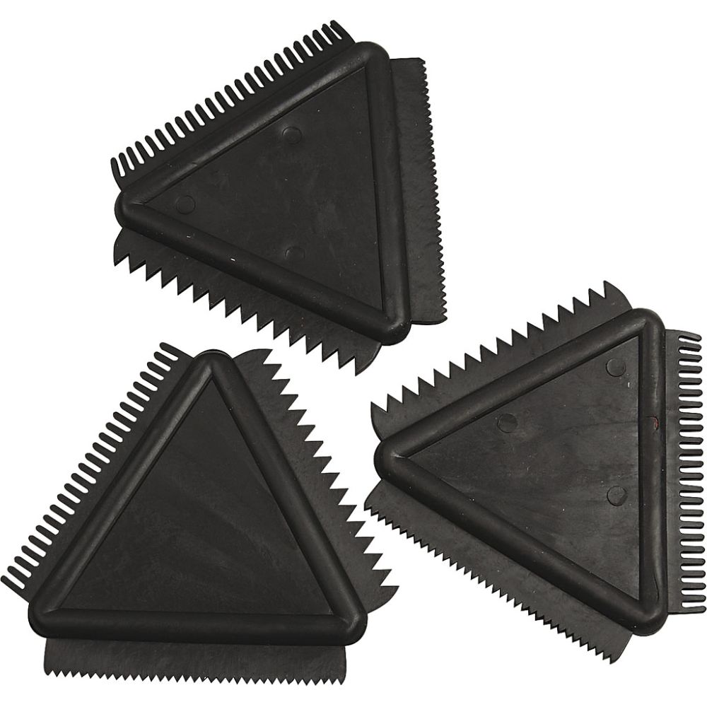 Rubber Texture Combs, size 9 cm, black, 3 pc/ 1 pack [HOB-10464]