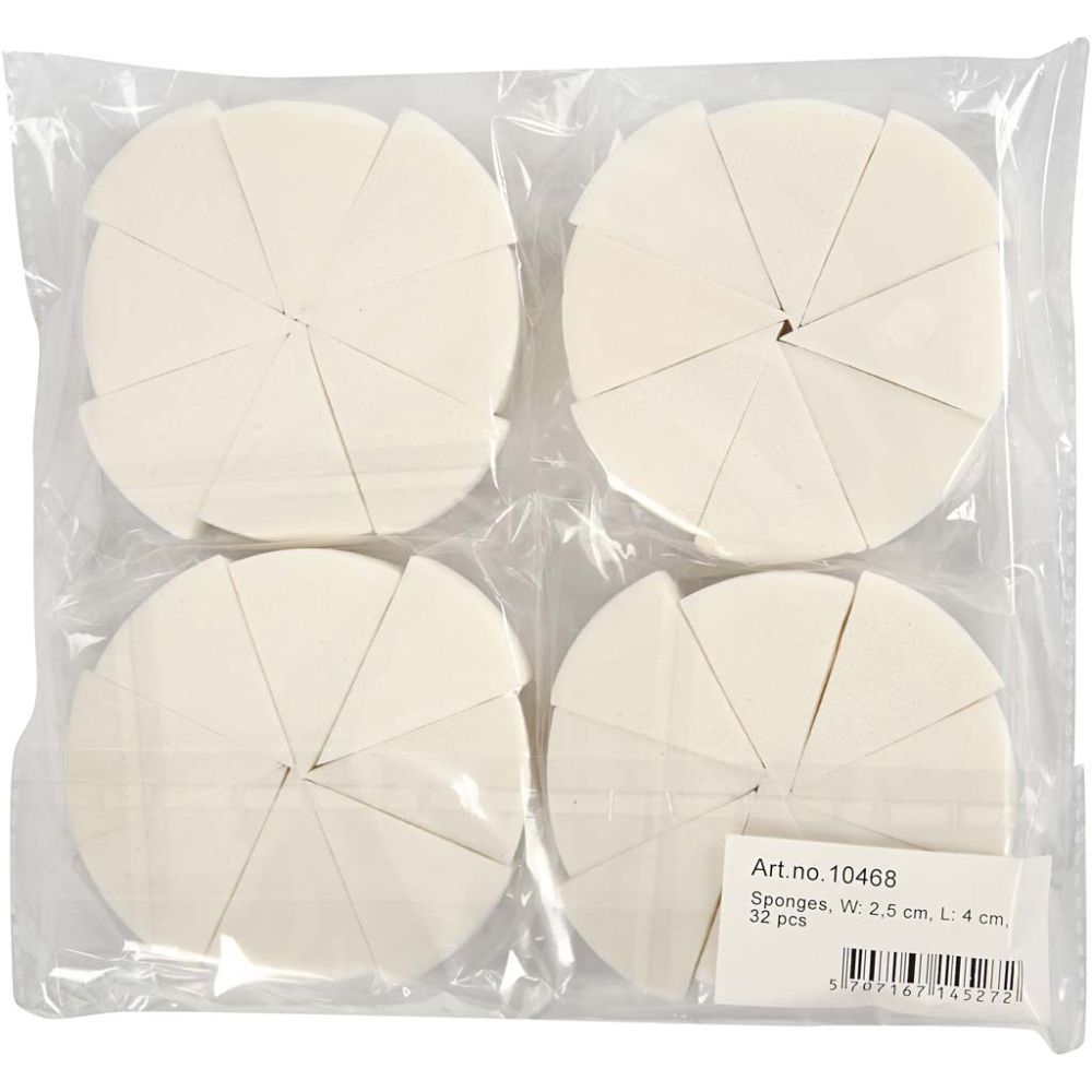 Sponges, L: 40 mm, W: 25 mm, white, 32 pc/ 1 pack [HOB-10468]